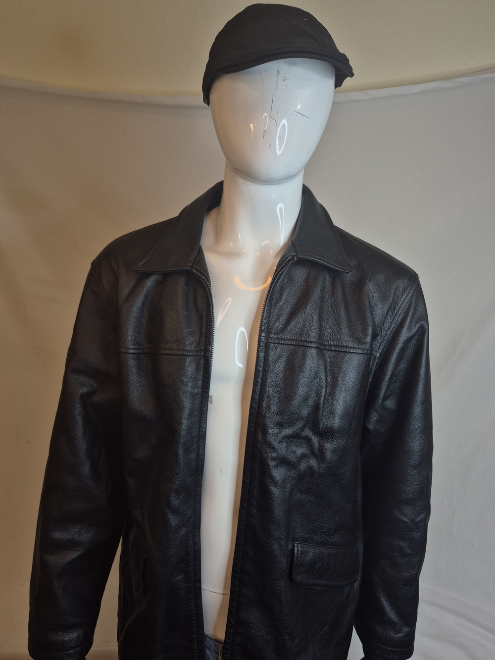 True Grit Black Leather Bomber Jacket